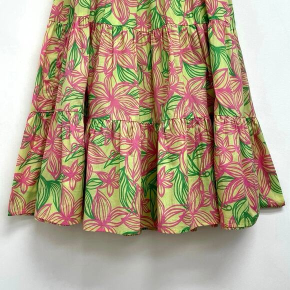Lilly Pulitzer White Label Tiered Cotton Tropical Floral Pull-On Midi Skirt XS - Picture 7 of 11